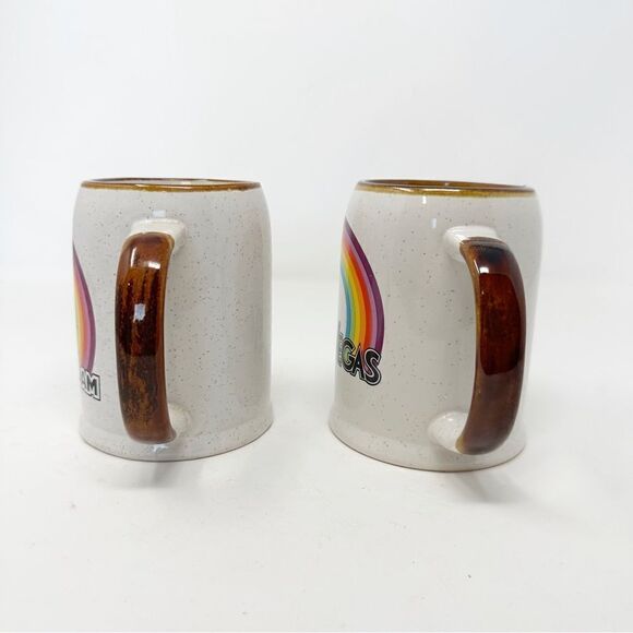 Vintage Retro 70s Rainbow Coffee Mugs MCM Cups Las Vegas Hoover Dam Nevada - Picture 3 of 6